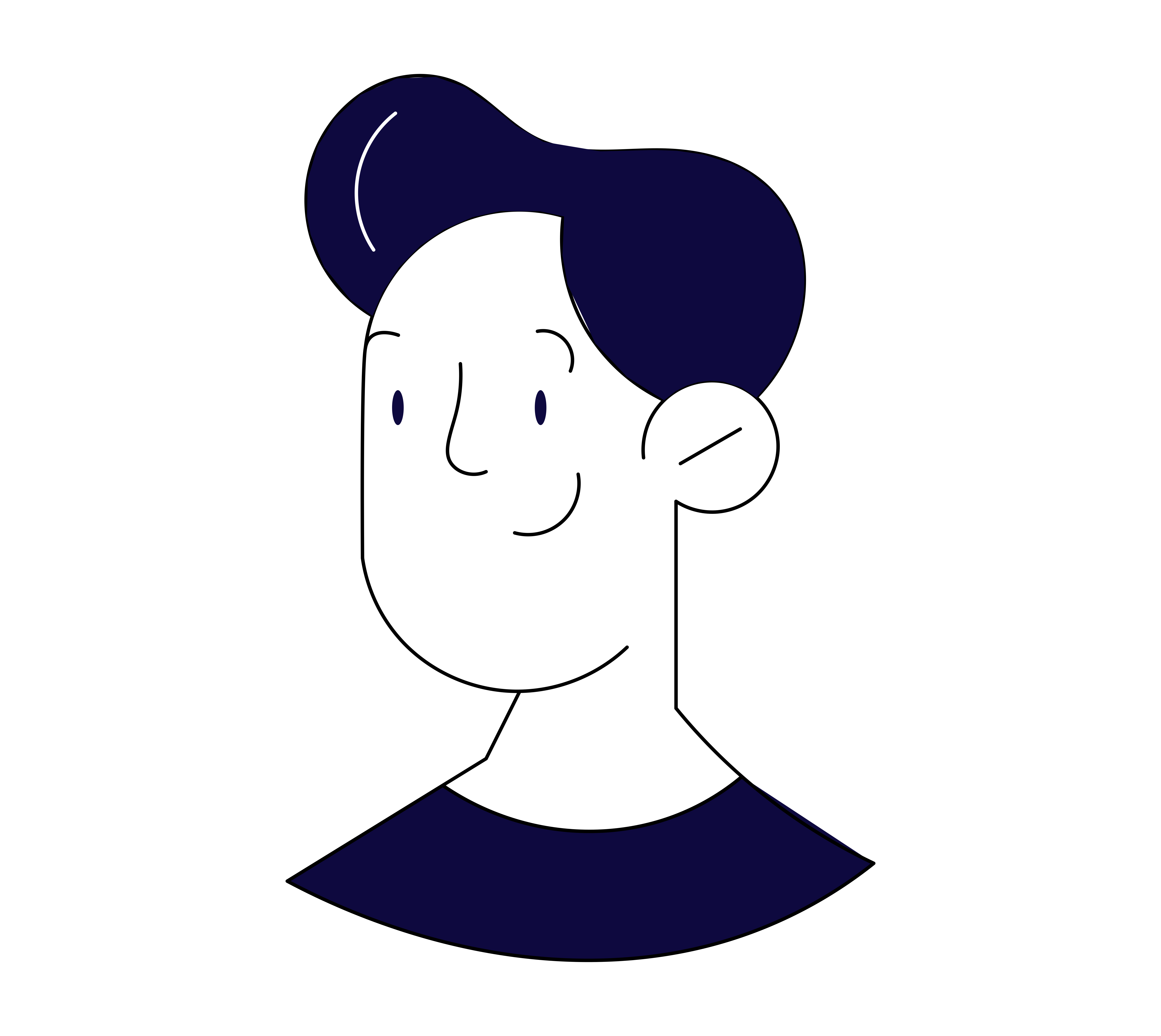 Una persona de pelo oscuro en un estilo de arte lineal minimalista