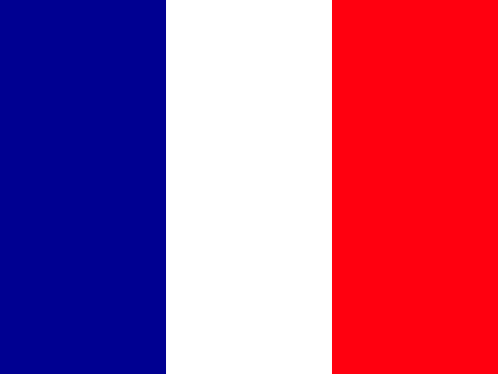 Die Nationalflagge Frankreichs mit vertikalen blauen, weißen und roten Streifen