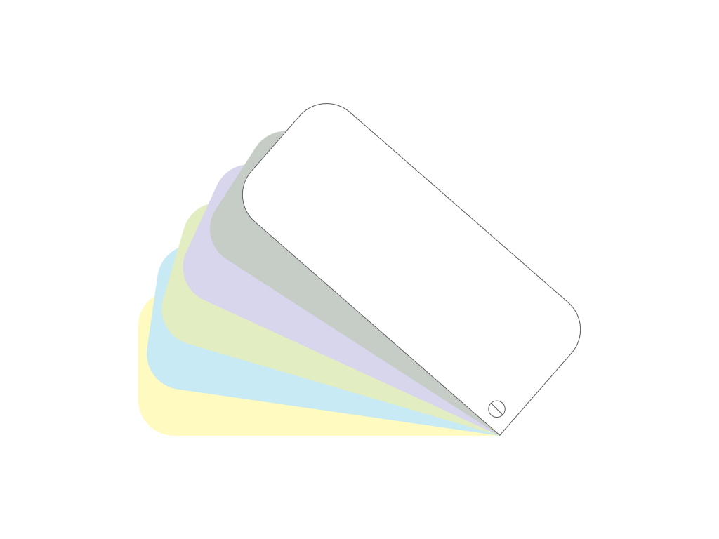 Sono un appassionato di carte dai colori pastello con angoli arrotondati su sfondo bianco