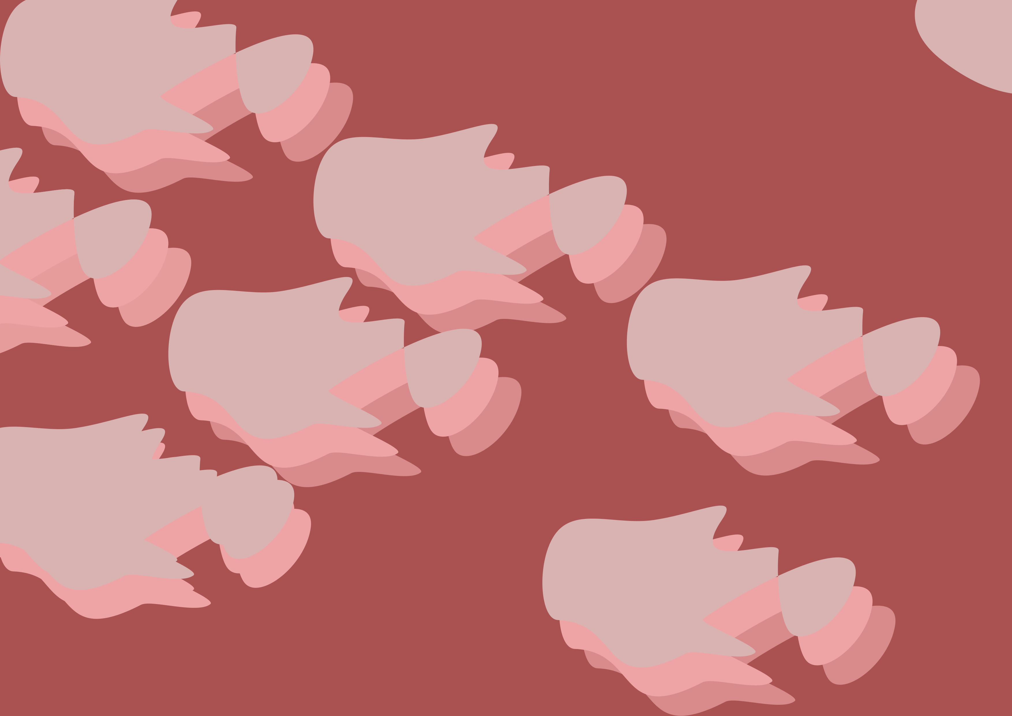 Formas abstratas rosa sobrepostas sobre um fundo sólido vermelho escuro