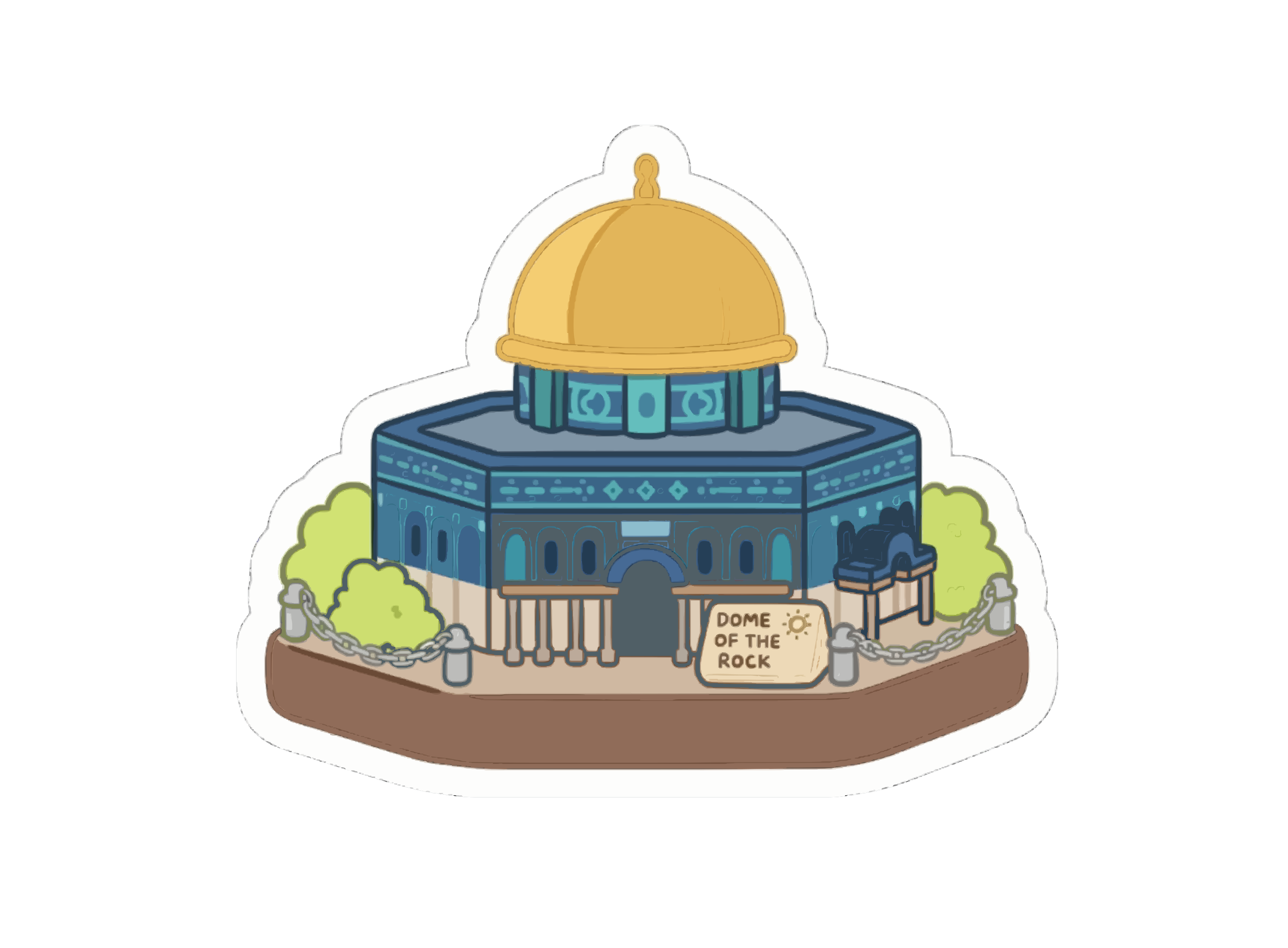 Stiker bergambar Kubah Batu dengan kubah emas di Yerusalem