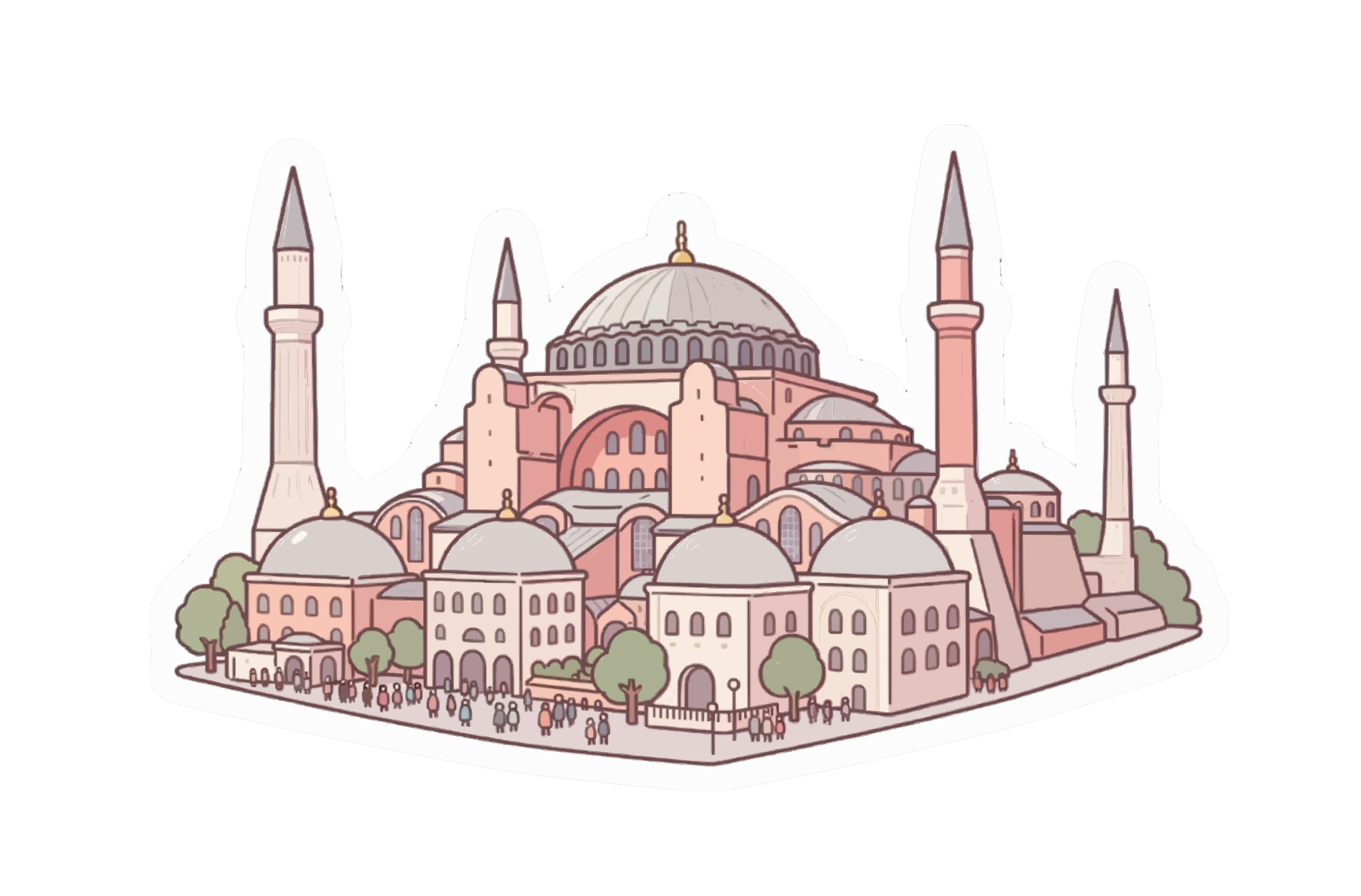 トルコ・イスタンブールのハヤソフィア(中央ドームとミナレット)は