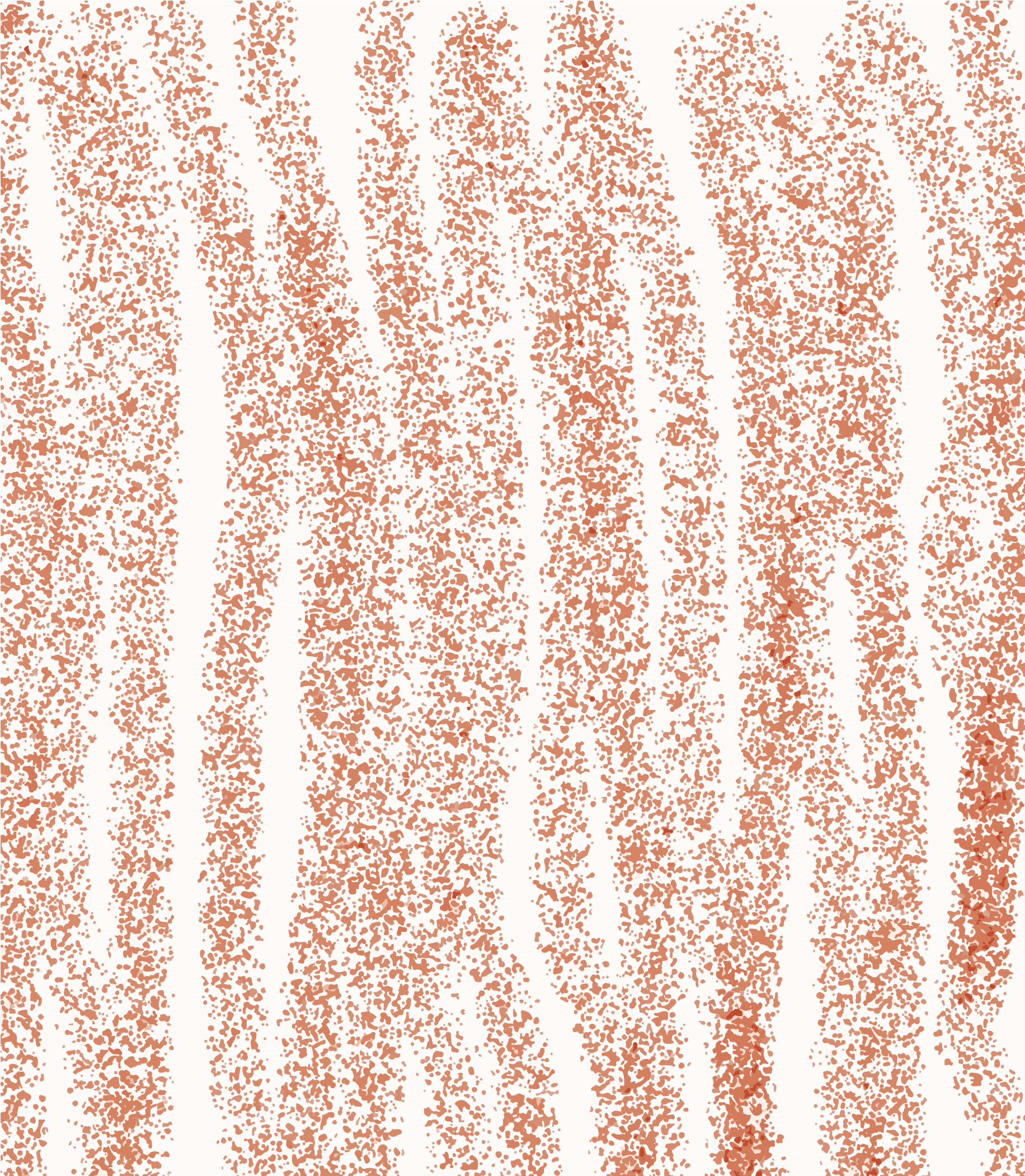 Bandes verticales de particules de terre cuite texturées sur un fond crème