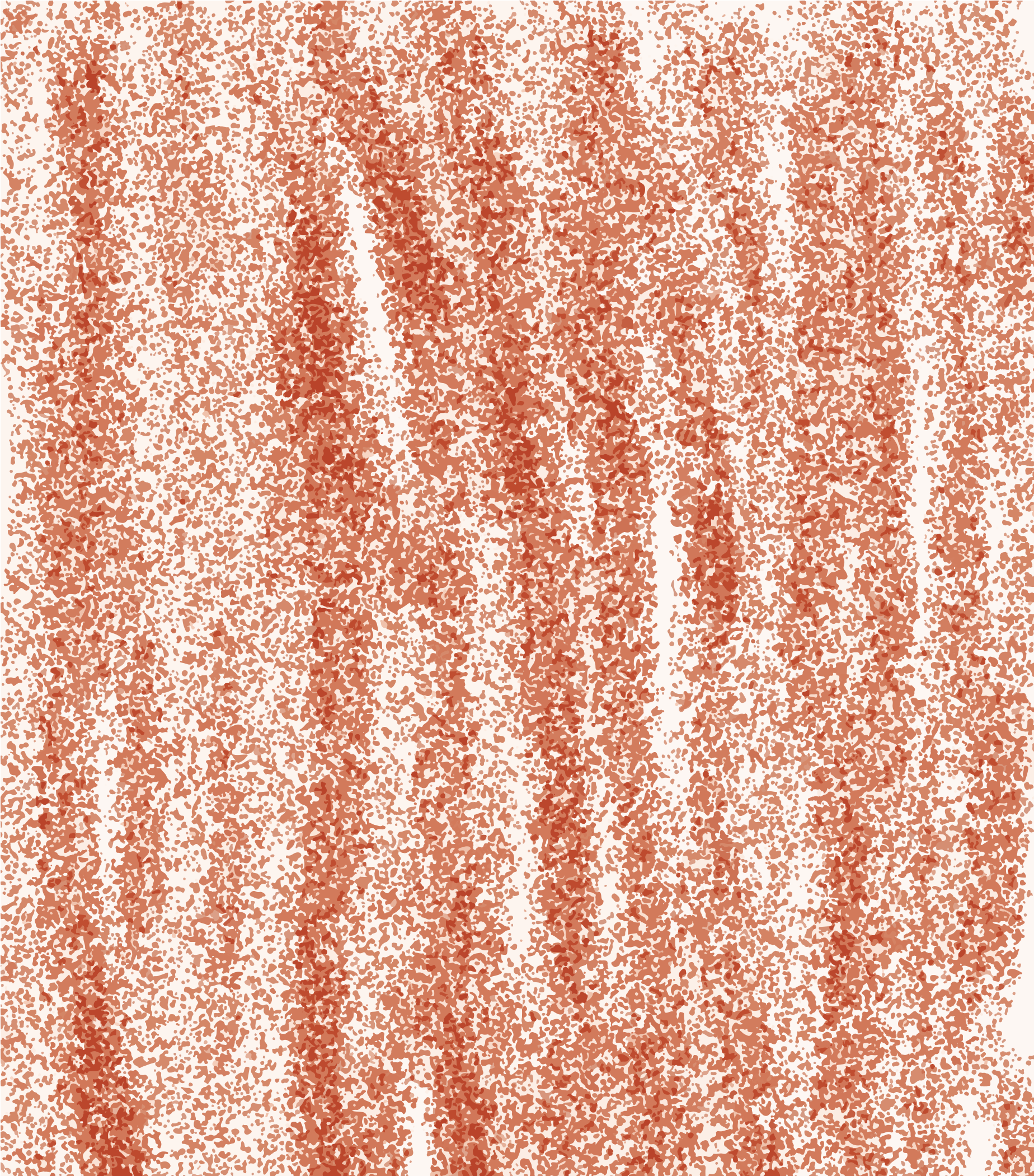 A textured pattern of vertical terracotta streaks on a cream background