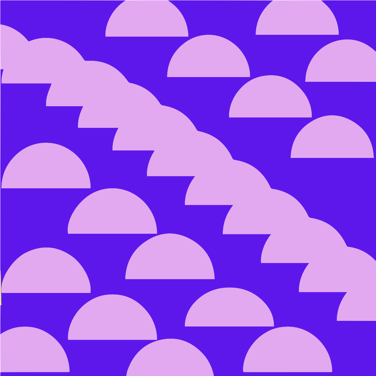 Ein Muster aus hellrosa Halbkreisen auf einem leuchtend violetten Hintergrund