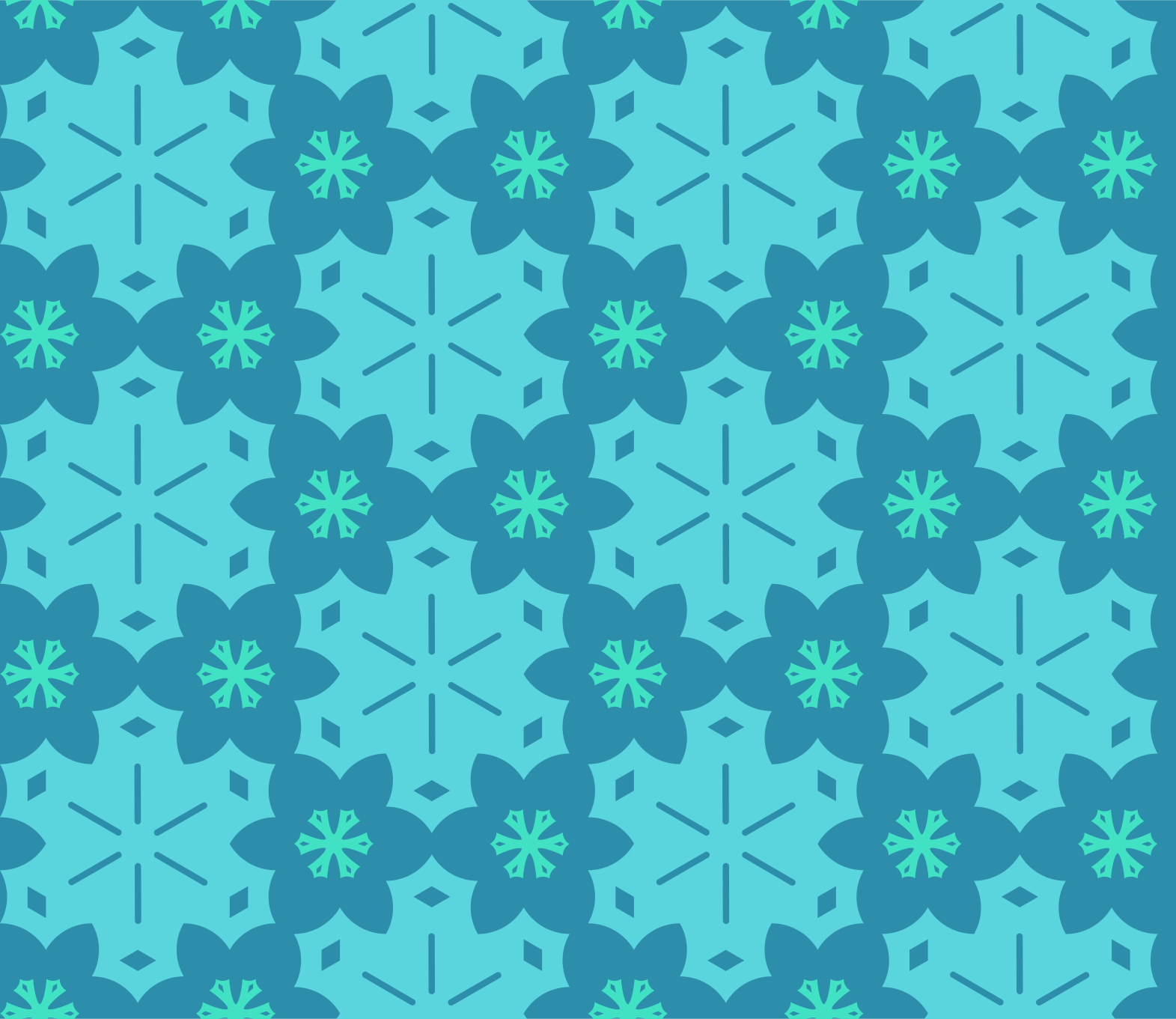 Un motif sans couture de formes florales stylisées bleu sarcelle et bleu clair