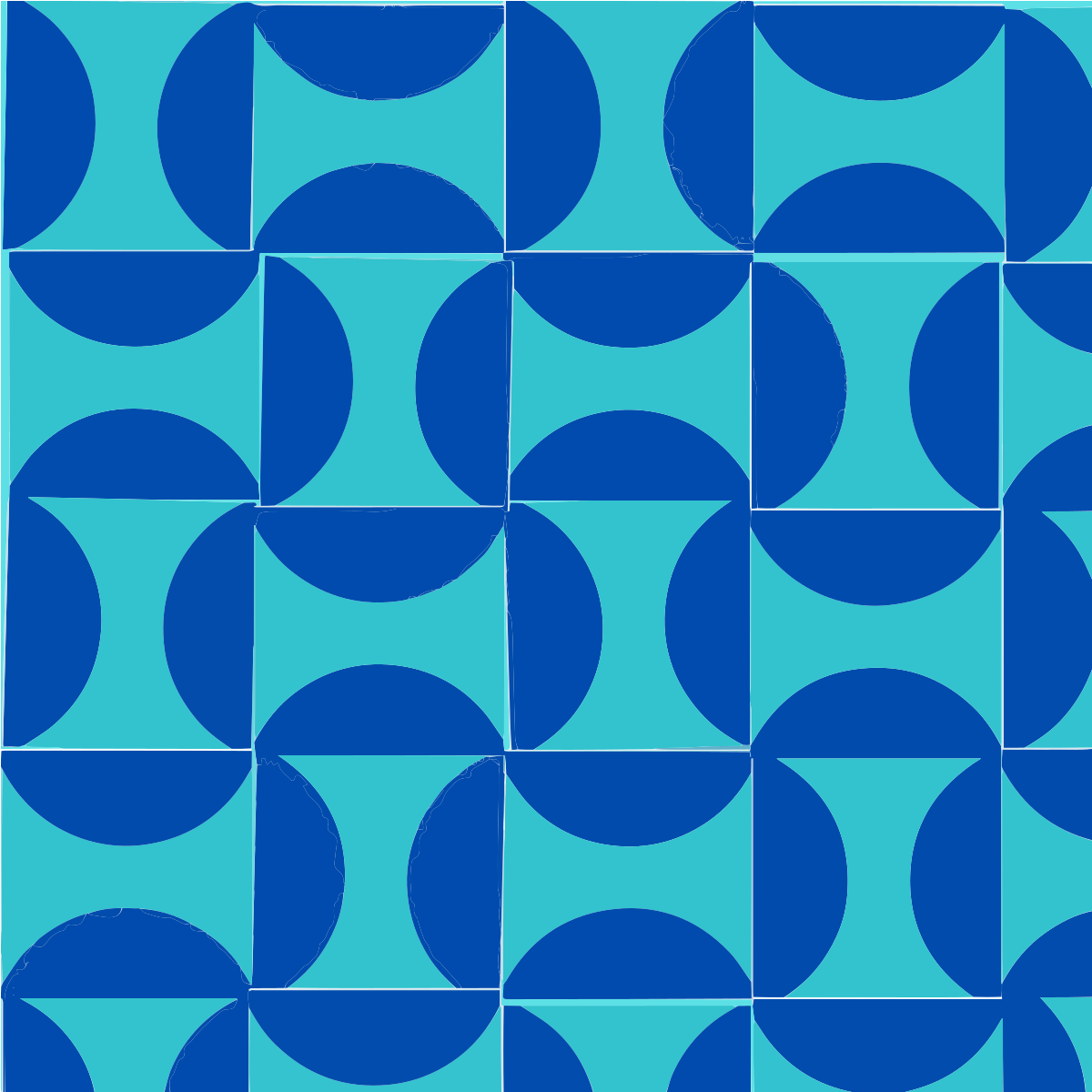 Un patrón geométrico repetitivo de semicírculos azul oscuro y azul claro