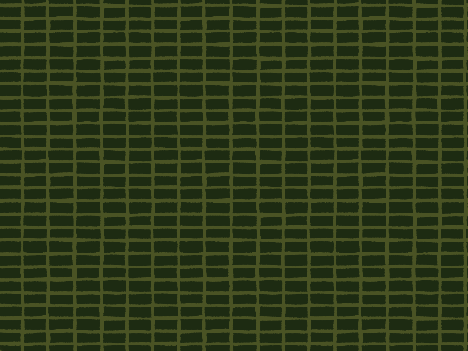 A seamless pattern of dark green rectangular bricks with thin lighter green outlines