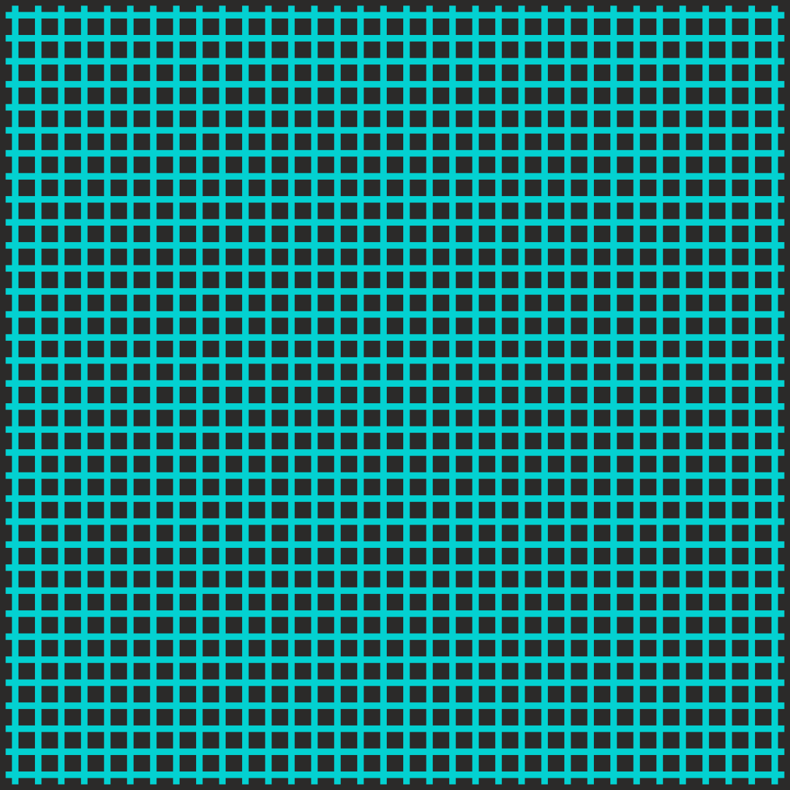 A grid of thin cyan lines forming squares on a dark background
