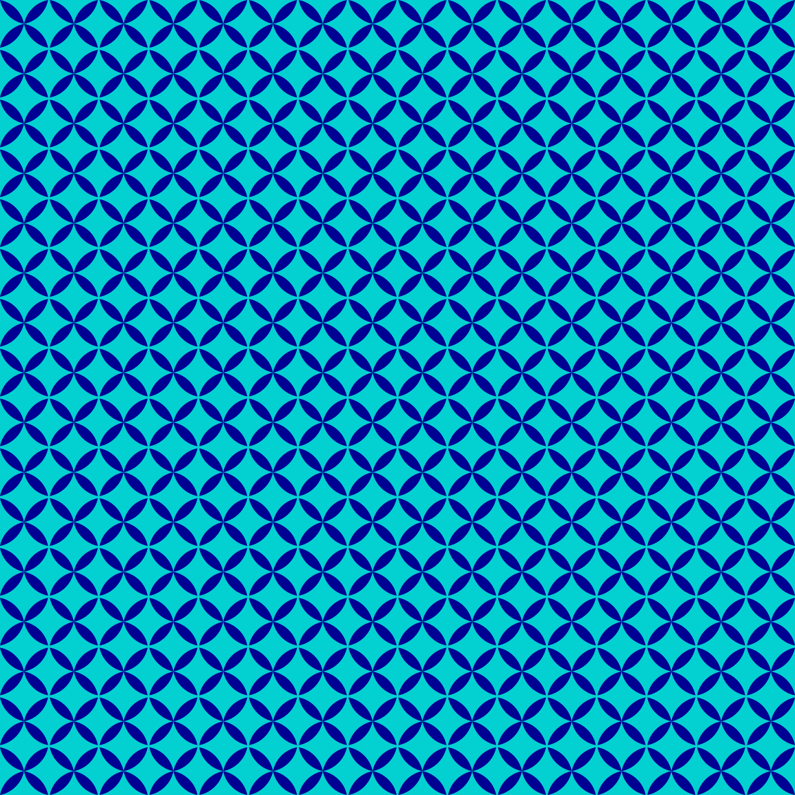 Um padrão geométrico contínuo de círculos azul-escuros sobre um fundo ciano brilhante