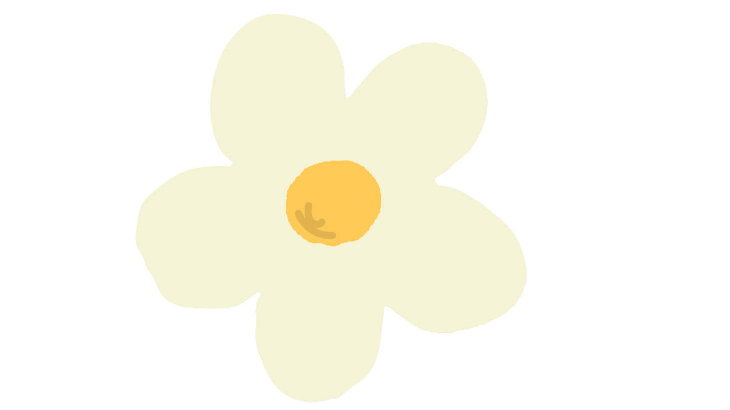 Une simple fleur à cinq pétales avec des pétales crème et un centre jaune