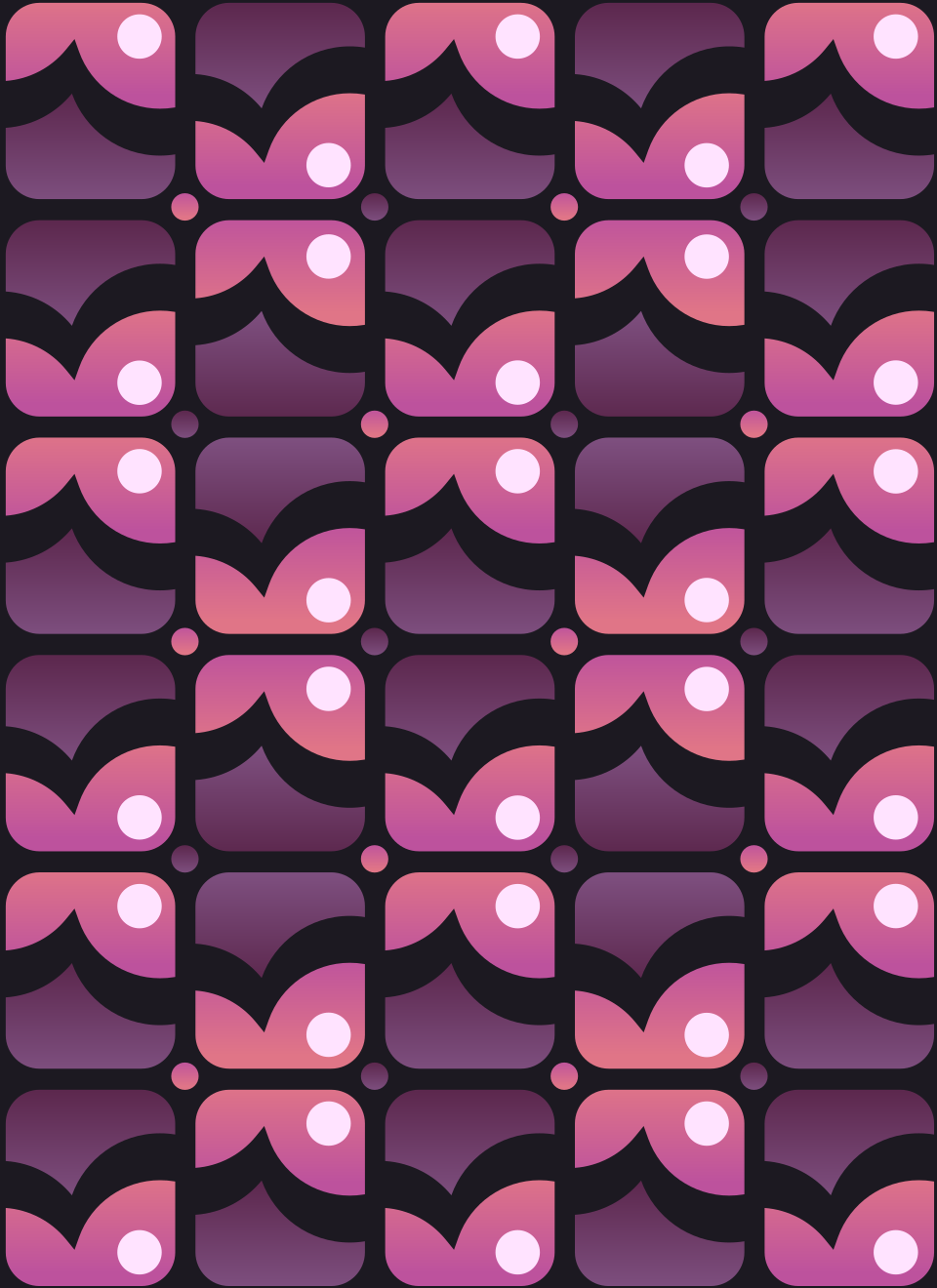 Un motif géométrique répétitif de carrés arrondis dans des tons de violet et de rose