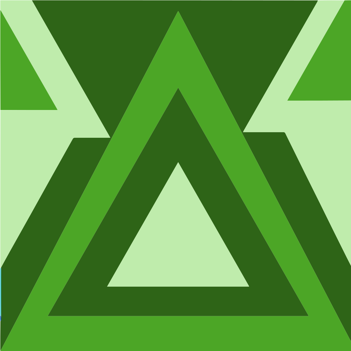 Overlapping triangles in various shades of green creating a geometric pattern