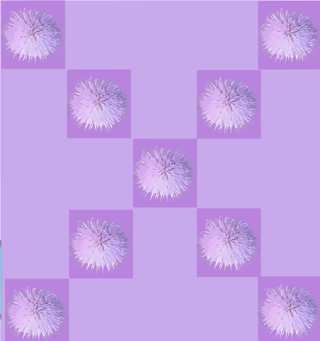 Un patrón repetitivo de flores de cardo lila claro sobre un fondo lavanda