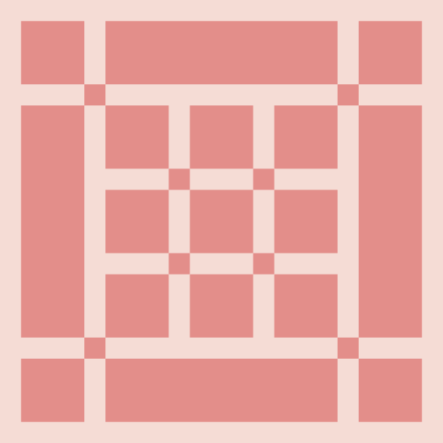 Una griglia di quadrati rosa separati da linee sottili su uno sfondo pallido
