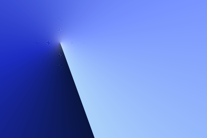 Ein blauer Farbverlauf mit scharfer geometrischer Ecke und filigranen Moiré-Mustern