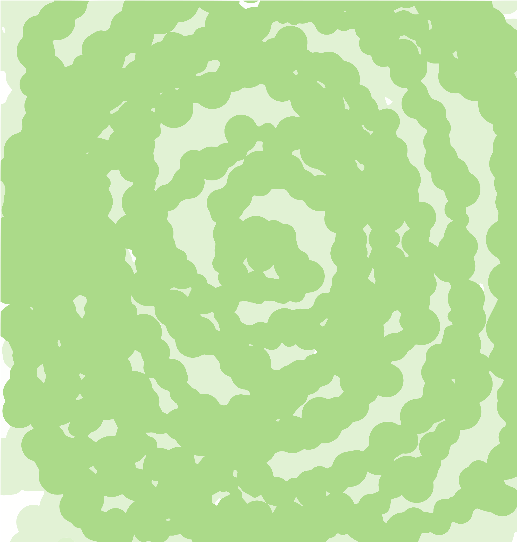 Pola spiral hijau muda yang terdiri dari bentuk-bentuk bulat lembut