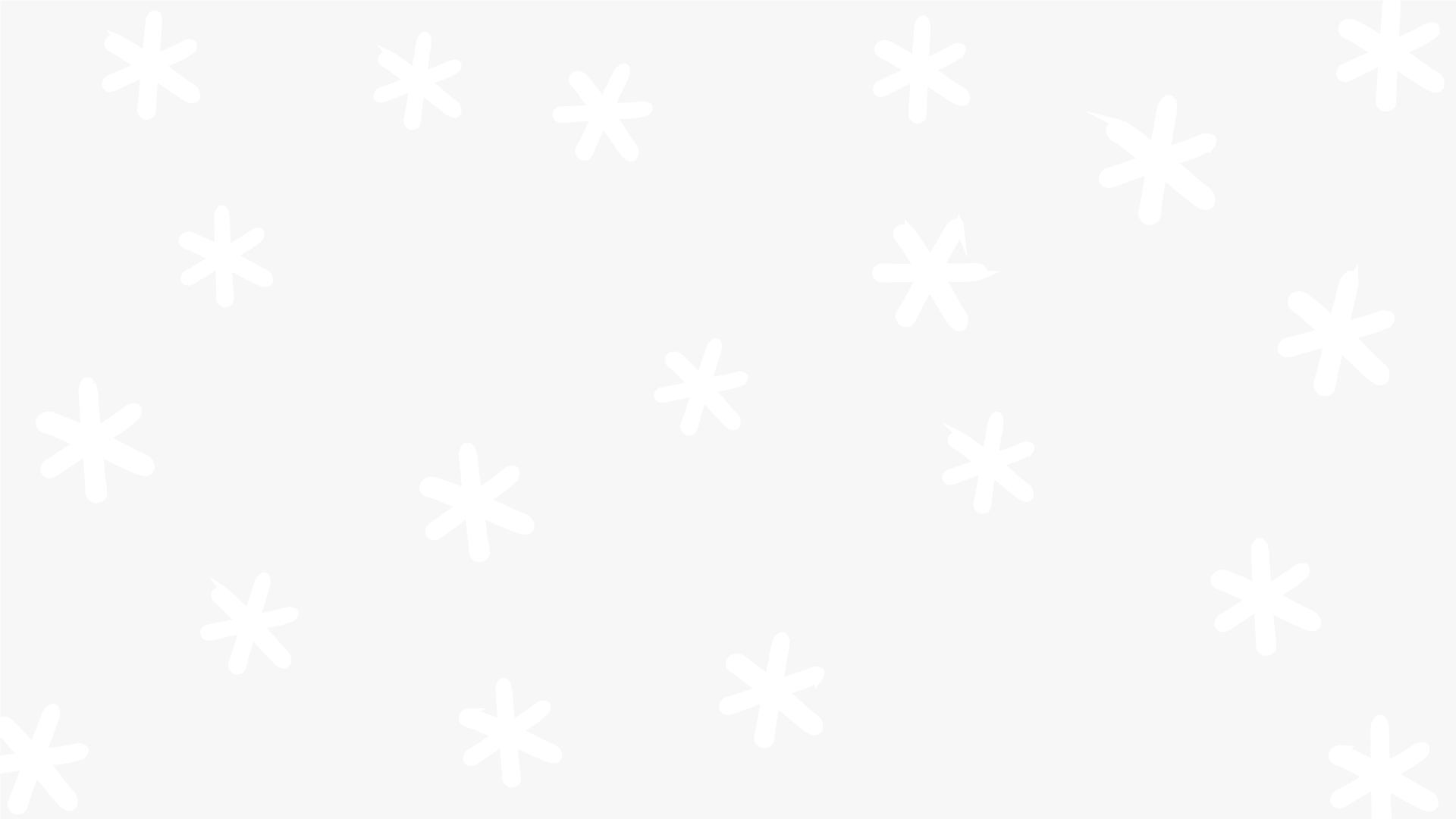 Iconos de copos de nieve blancos esparcidos sobre un fondo gris claro