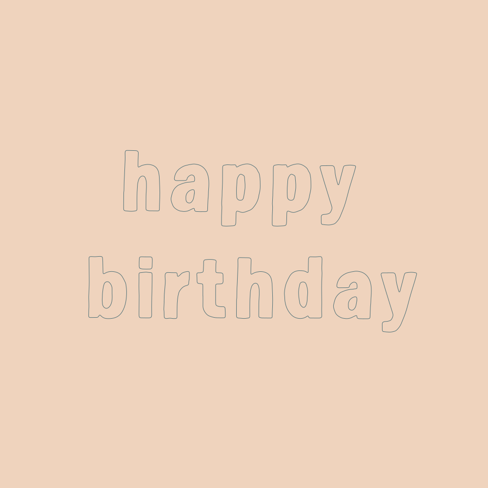 Kata-kata selamat ulang tahun dalam font garis besar sederhana di latar belakang krem