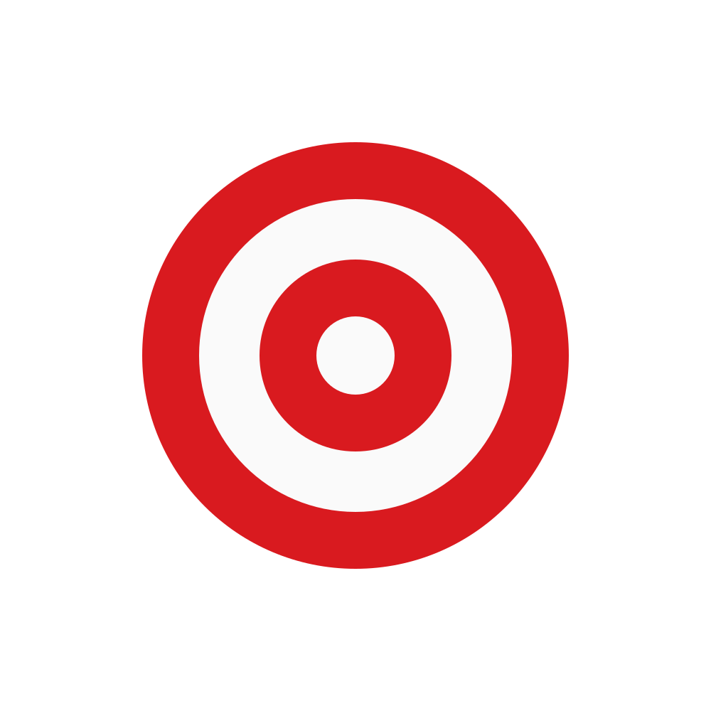 Simbol target bullseye merah dan putih di latar belakang putih polos