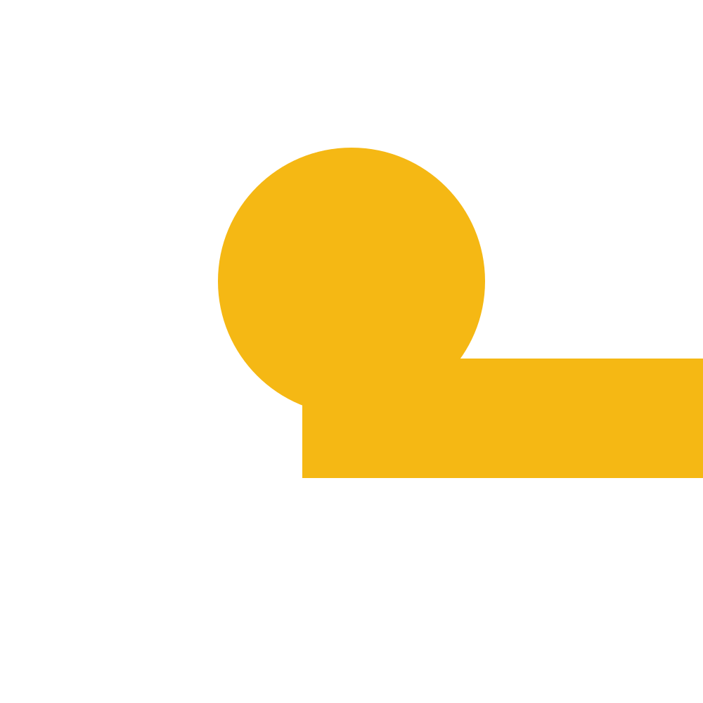 Um círculo amarelo preso a uma barra amarela horizontal sobre um fundo branco