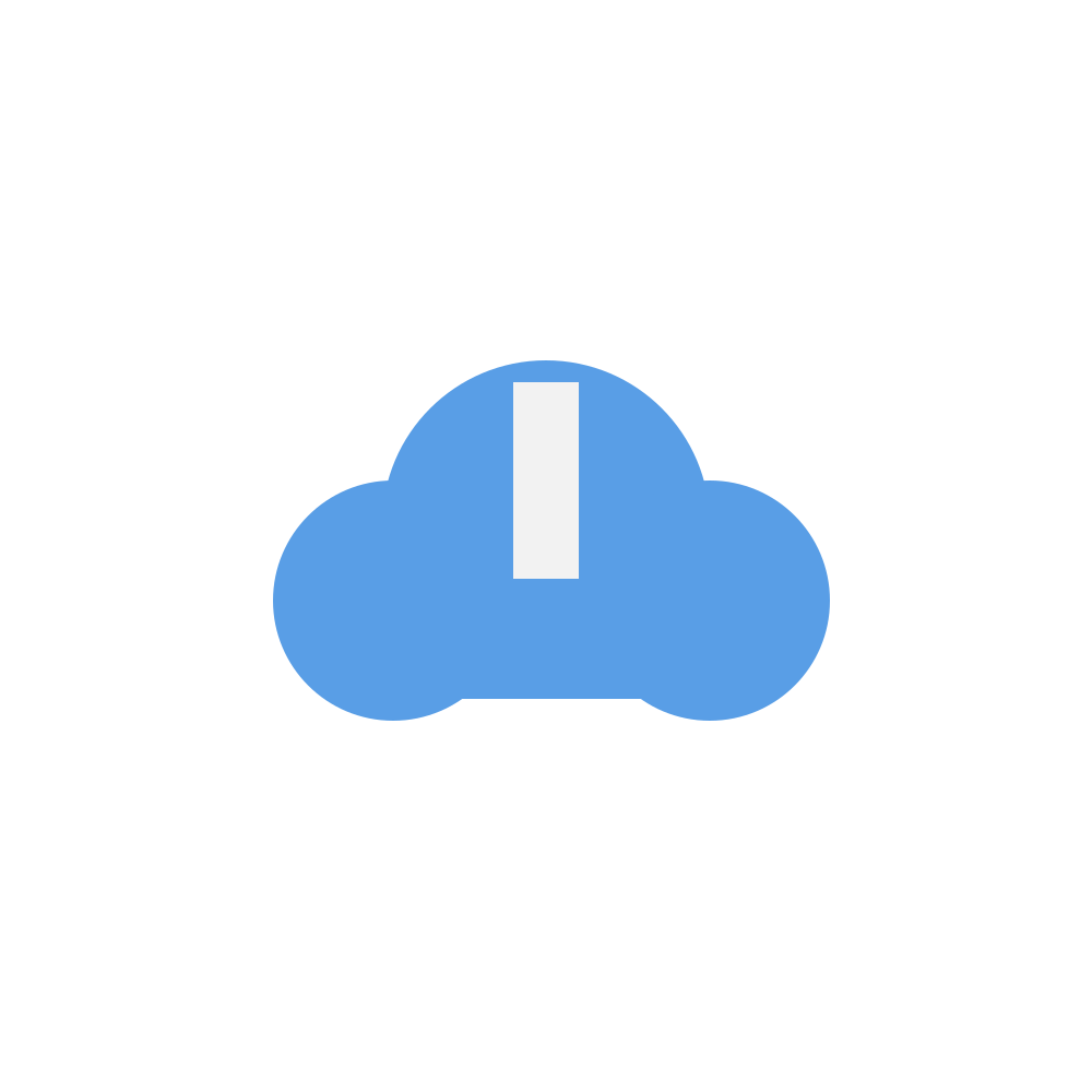 Un icono de nube azul con un rectángulo vertical blanco en el centro