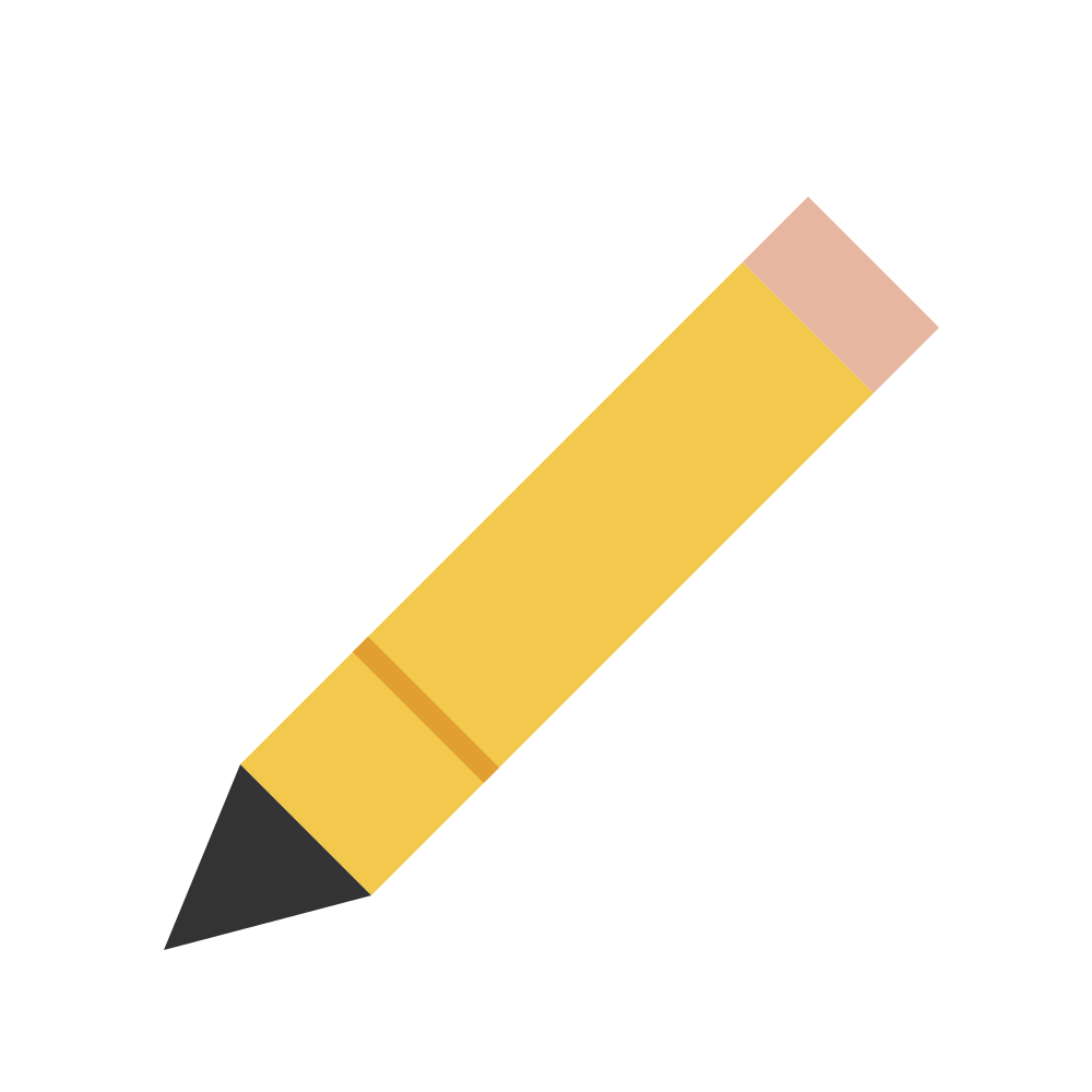 A yellow pencil with a black tip and a pink eraser