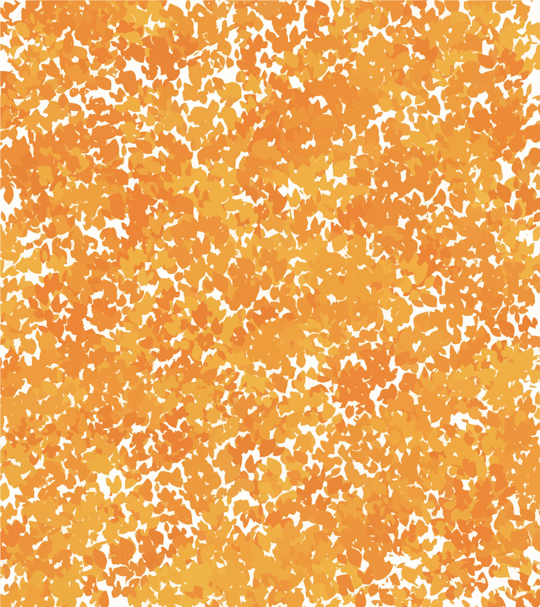 A pattern of small orange leaf shapes scattered across a white background