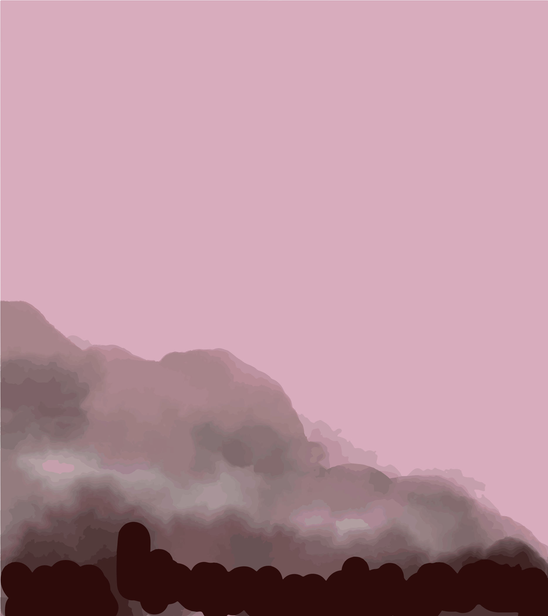 Formas abstratas escuras contra um fundo sólido rosa claro