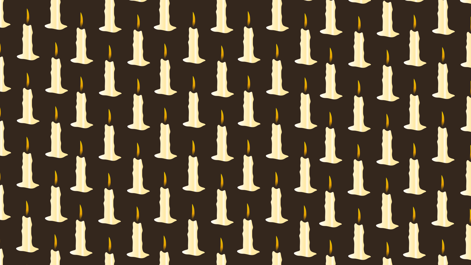 Um padrão repetitivo de velas brancas acesas sobre um fundo marrom escuro
