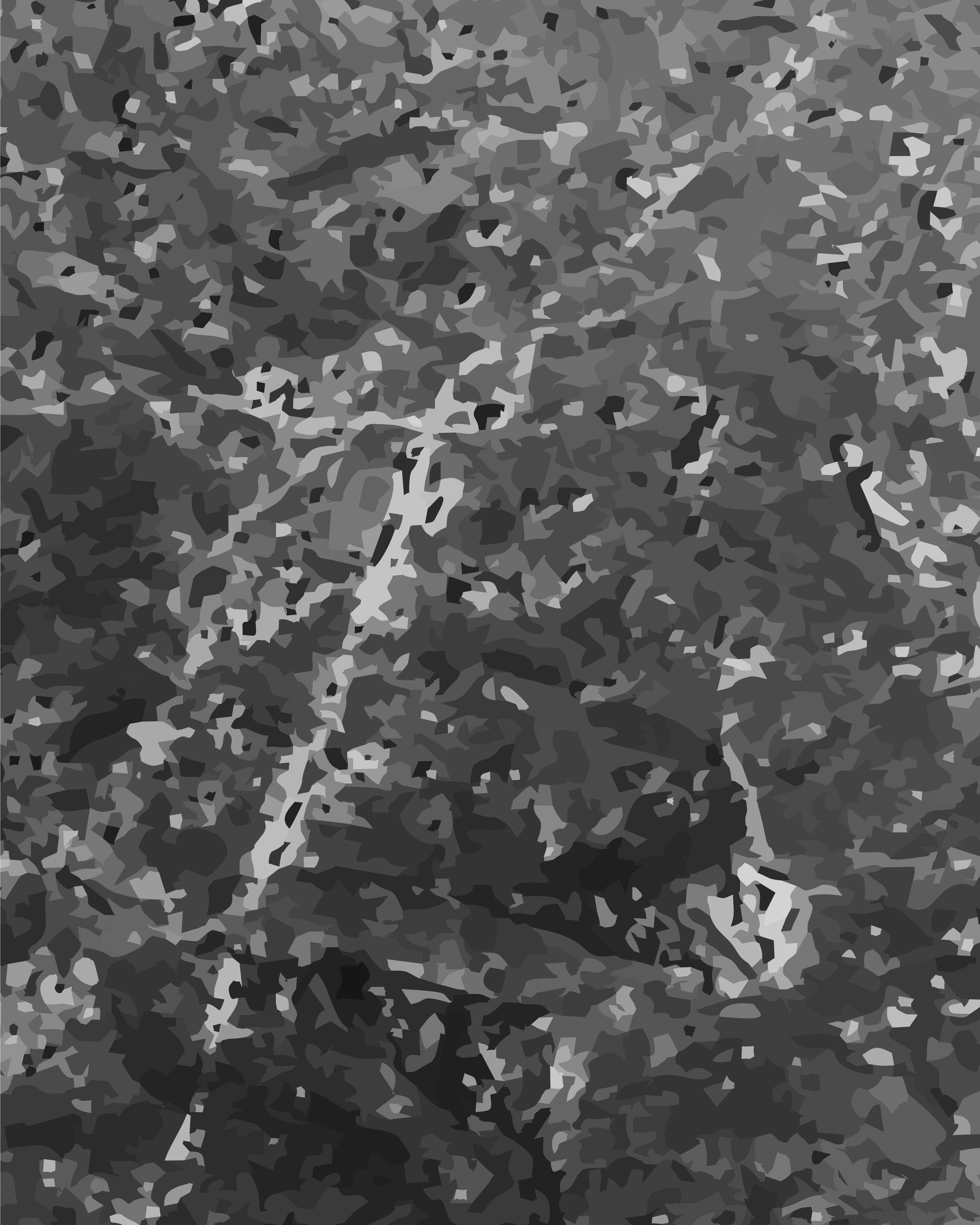 A dense pattern of overlapping grey and black abstract shapes