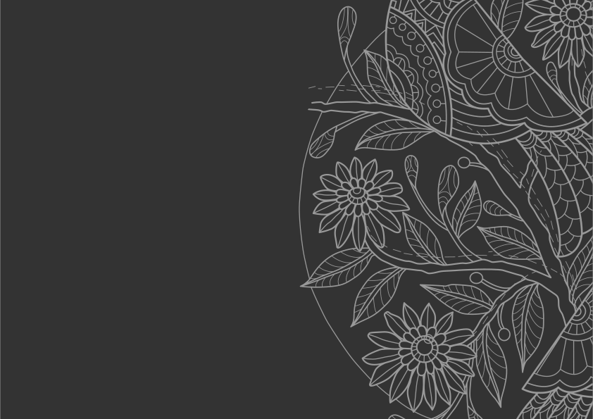 Un motif floral en traits gris sur fond gris foncé