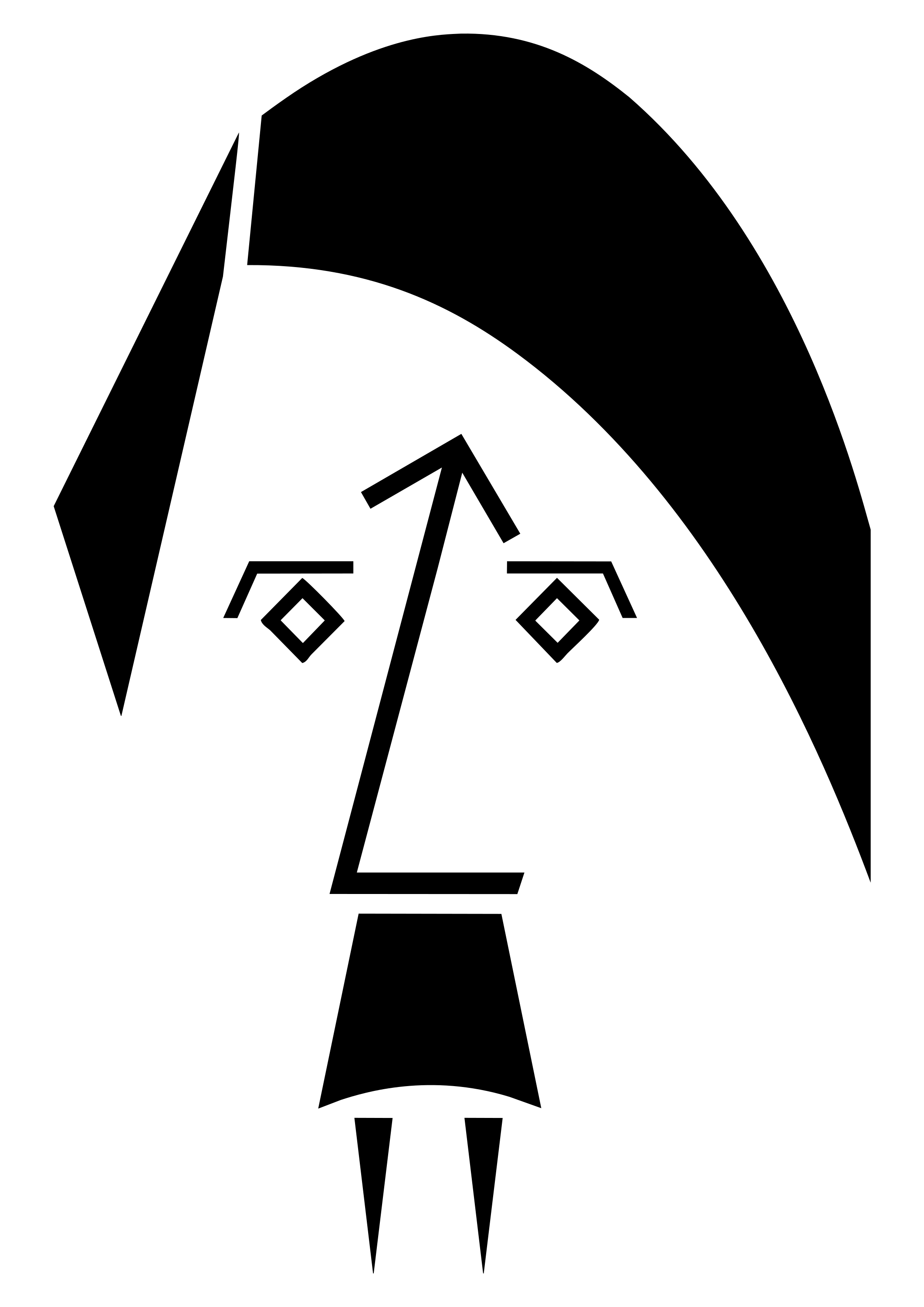 Un graphique minimaliste en noir et blanc représentant un visage humain stylisé