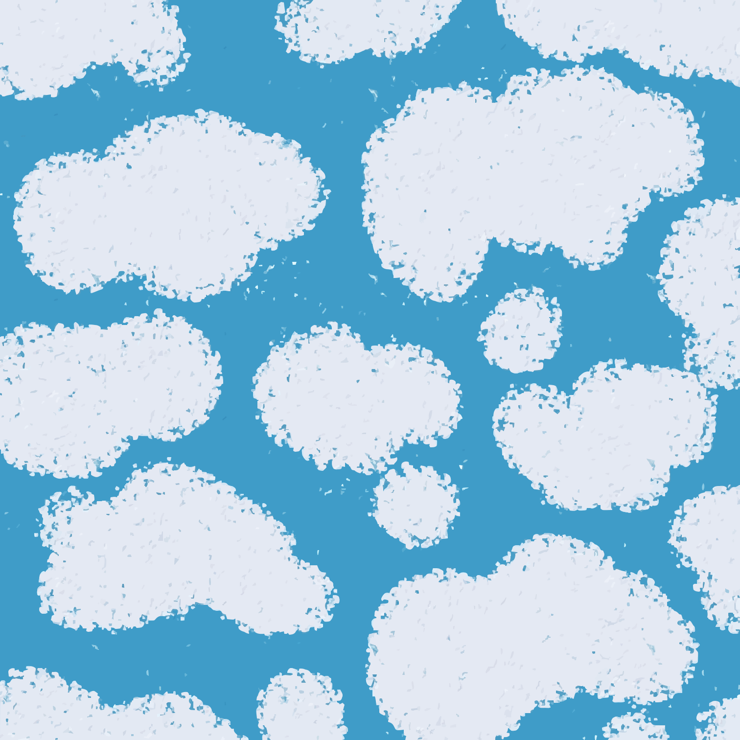 Un patrón repetitivo de nubes blancas y esponjosas sobre un fondo azul brillante