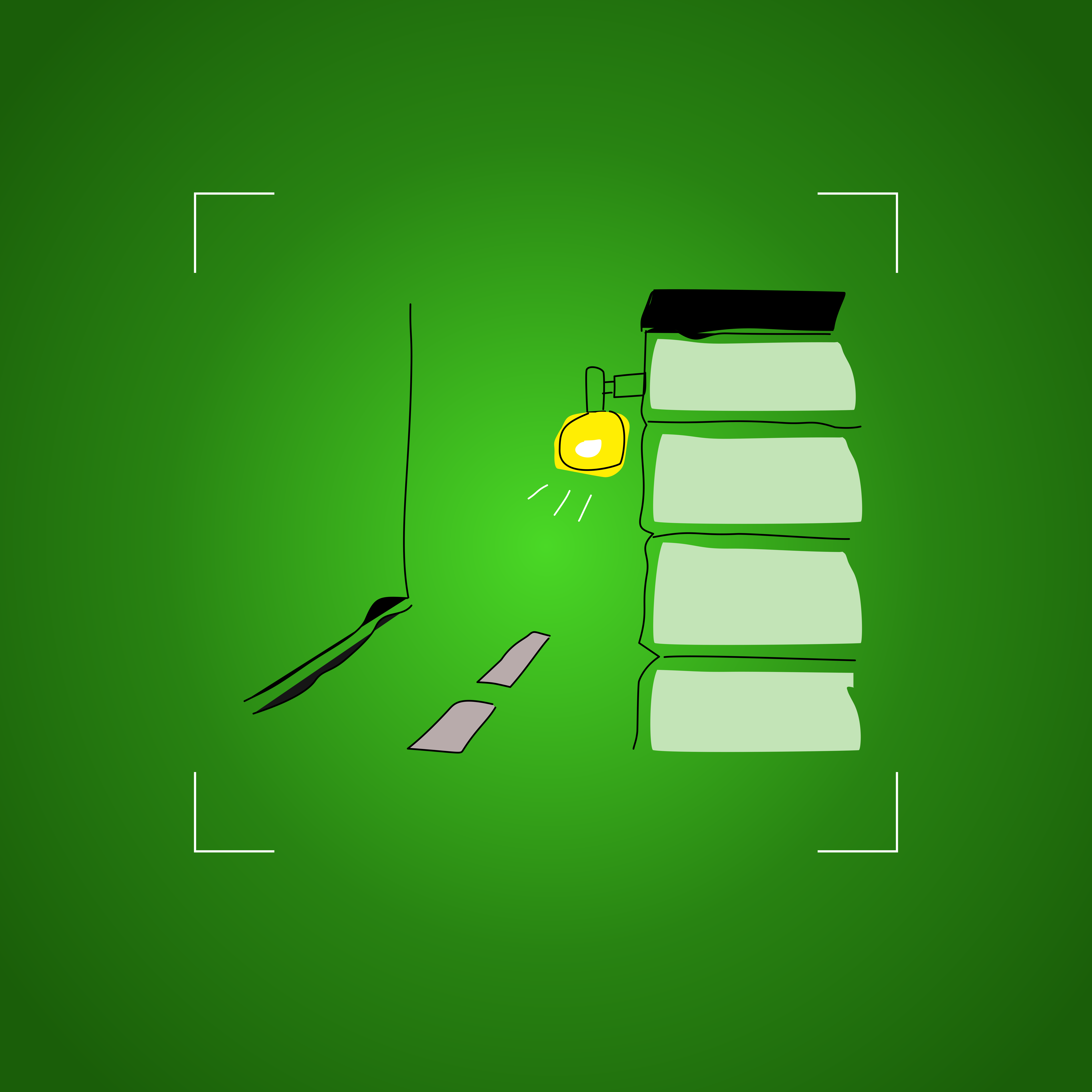 A glowing yellow wall lamp illuminating a green wall and a dark corner