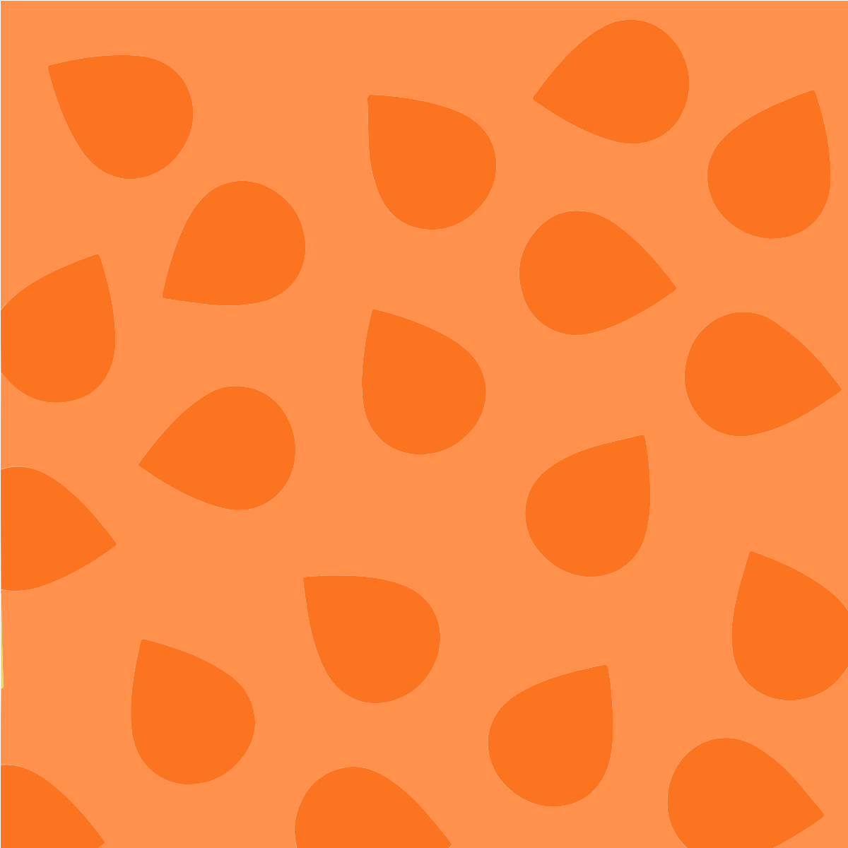 Um padrão contínuo de formas de lágrima laranja sobre um fundo laranja mais claro