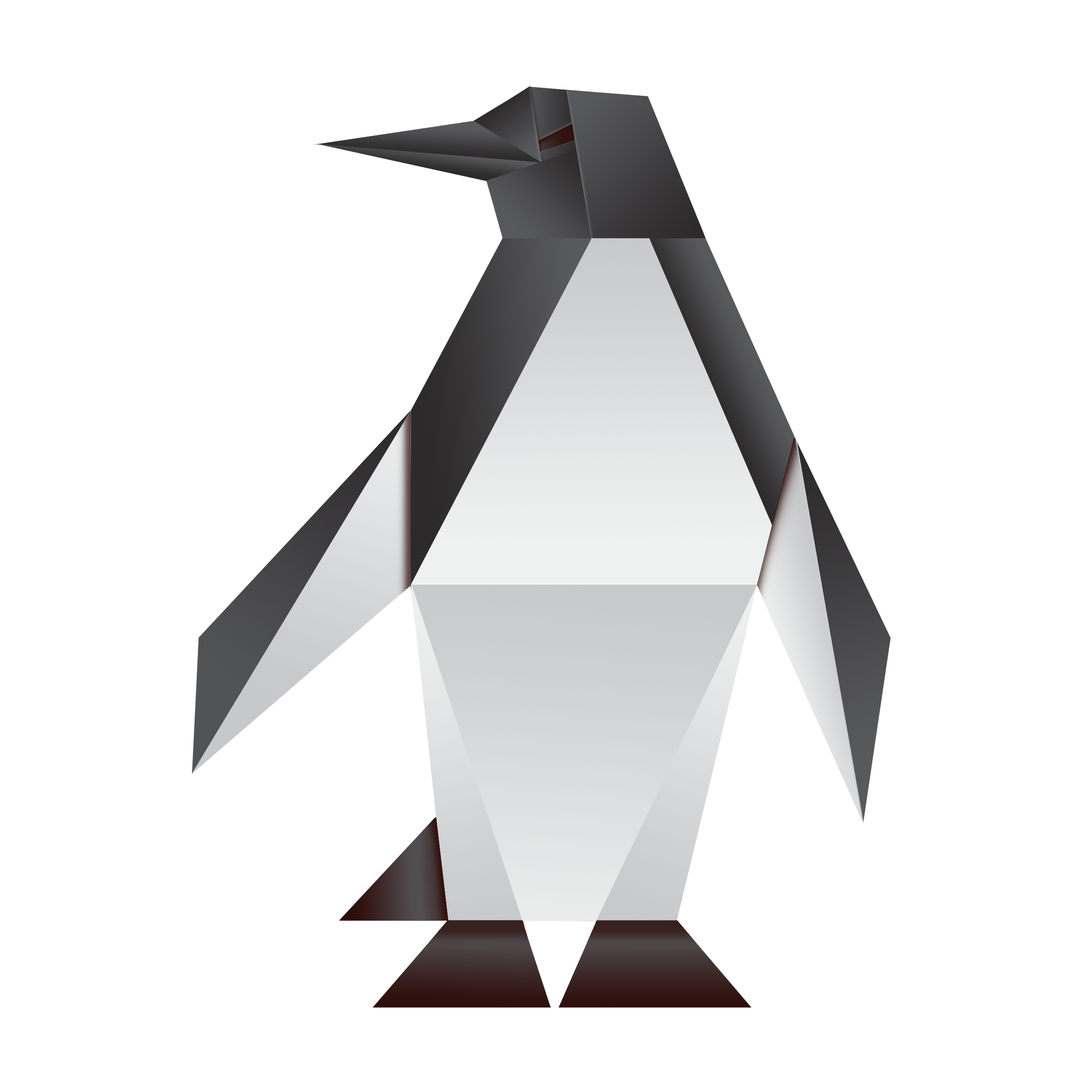 A vector illustration of a stylized penguin with geometric shapes and sharp angles