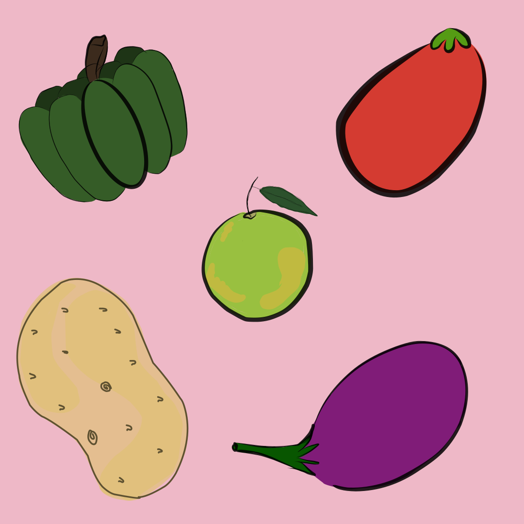 Assorted vegetables and fruit illustration - Free Vector Illustration ...