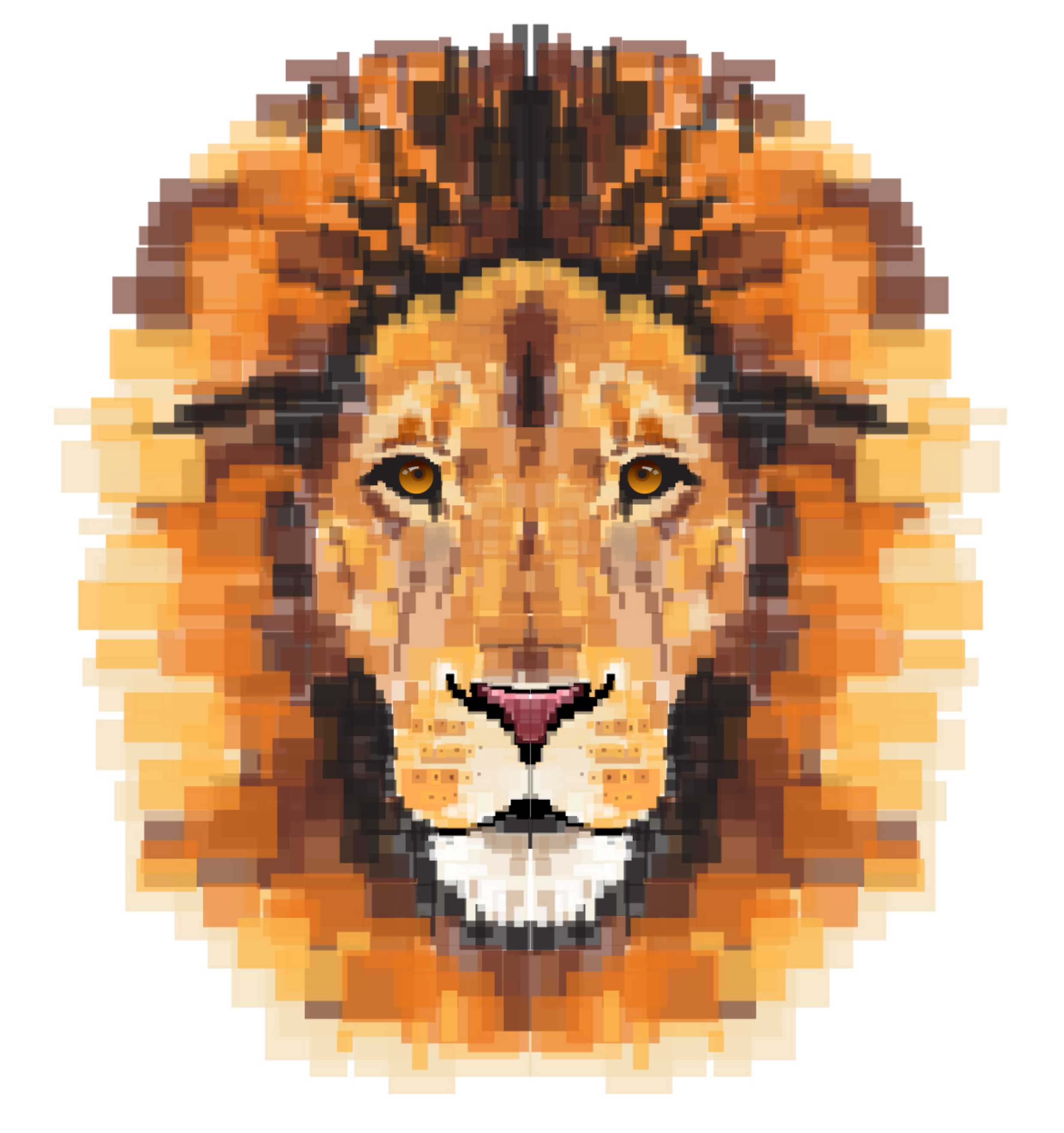 Ilustración de pixel art con cabeza de león - Ilustración vectorial ...