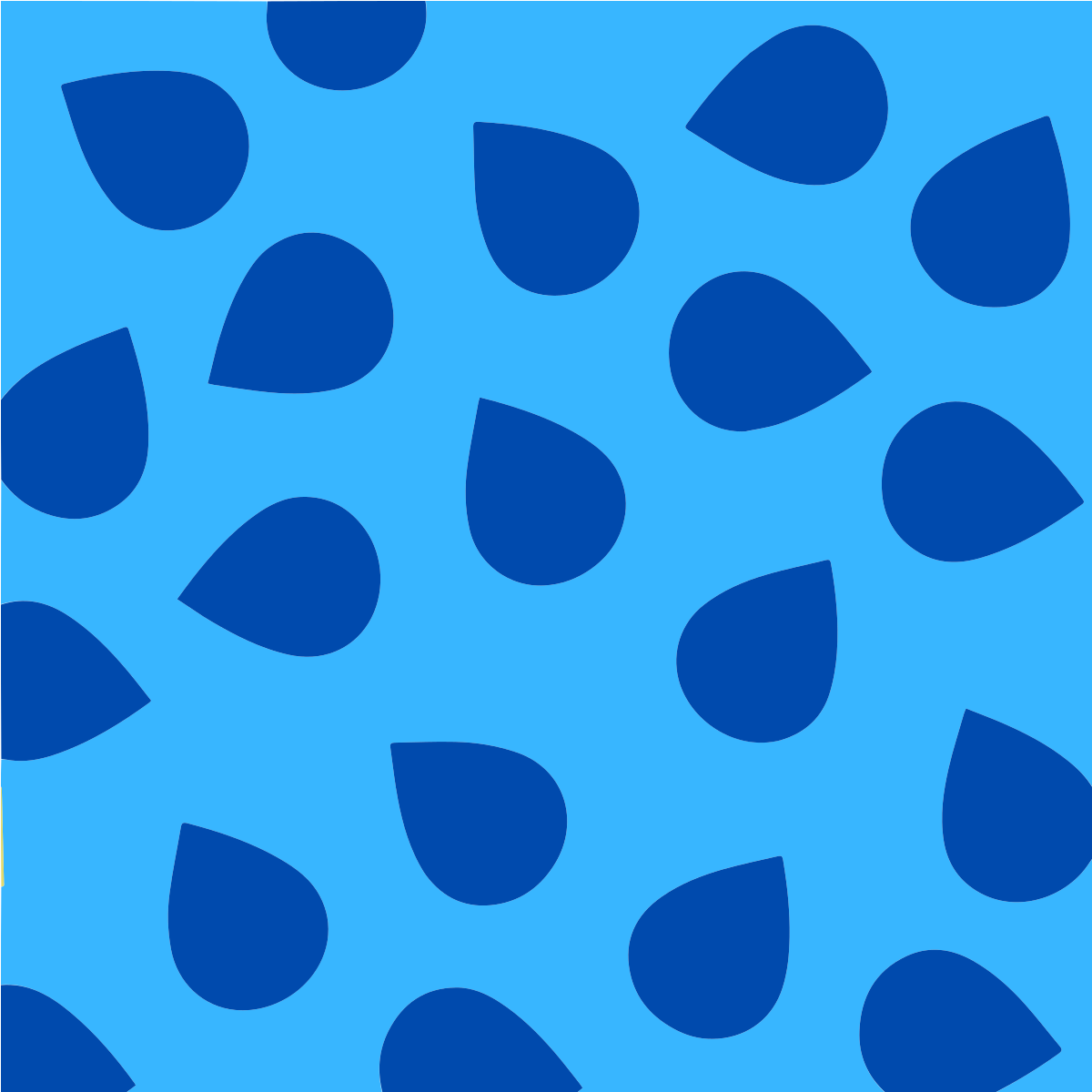 A pattern of dark blue teardrop shapes scattered across a light blue background