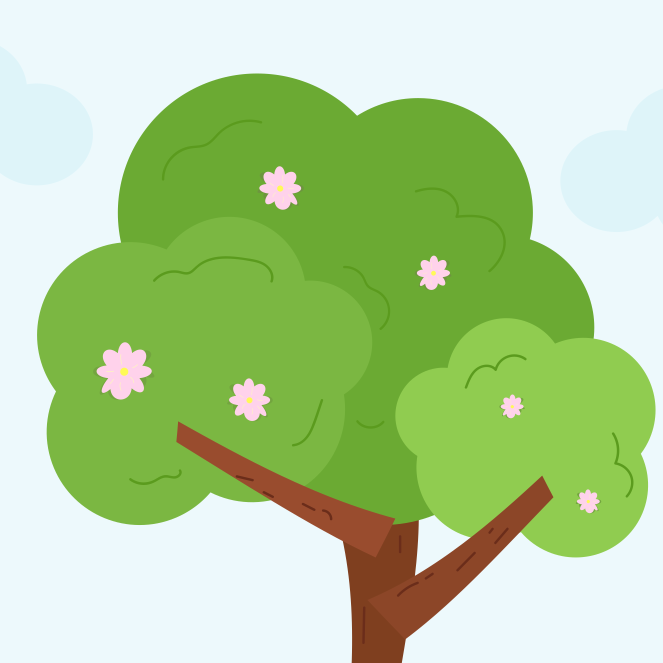 Green tree with pink flowers - Free Vector Illustration on Unsplash