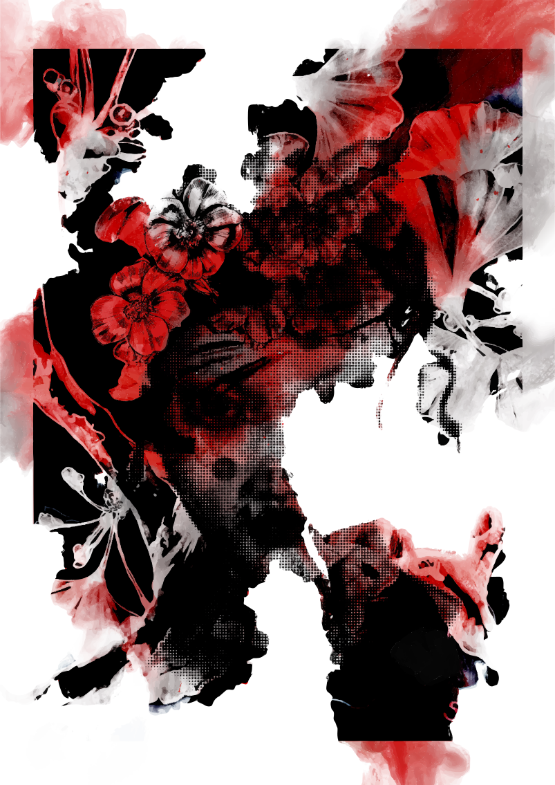 Person face with red floral patterns - Free Vector Illustration on Unsplash