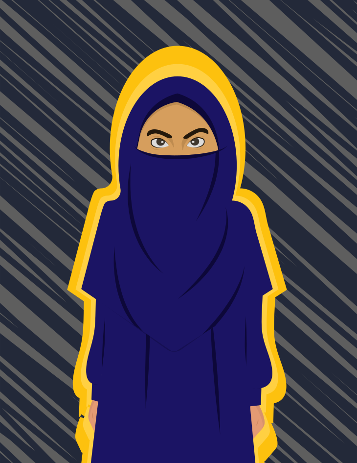 Woman wearing blue niqab illustration - Free Vector Illustration on ...