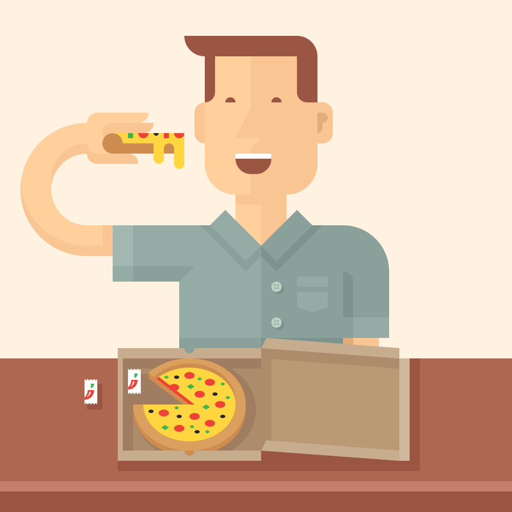 Man eating pizza from cardboard box - Free Vector Illustration on Unsplash