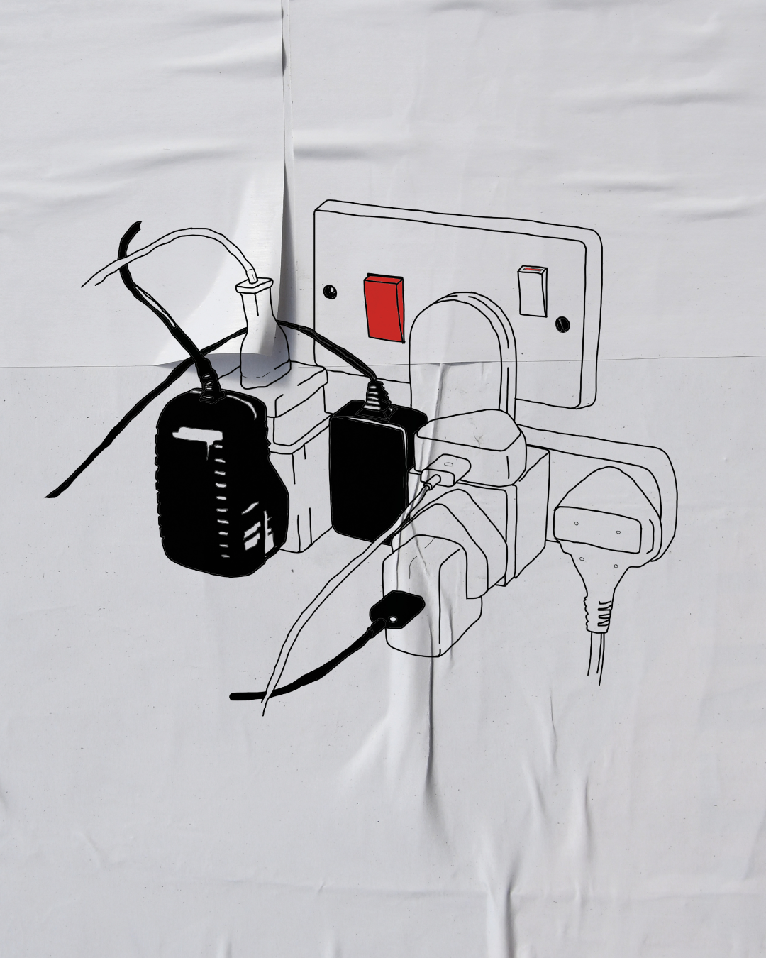Electrical plugs and adapters line drawing - Free Vector Illustration ...